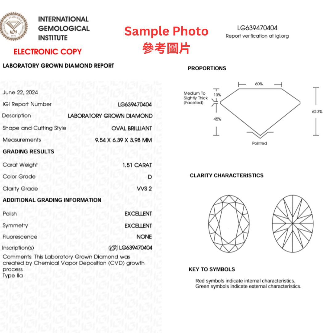 橢圓形許願骨培育鑽石頸鏈 - D-Only