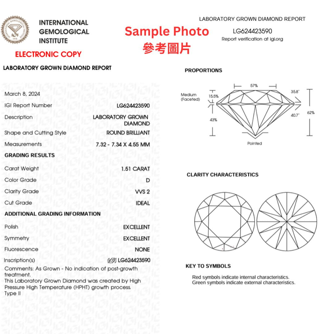 經典劍脊六爪培育鑽石戒指 - D-Only