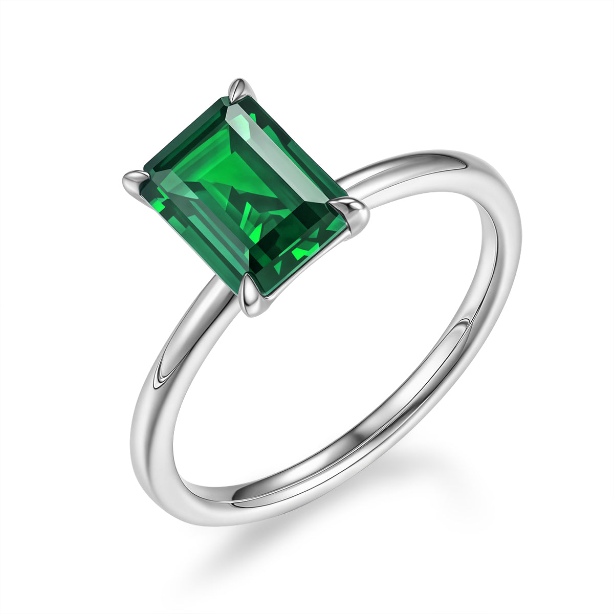 祖母綠形單顆培育寶石戒指 - D-Only