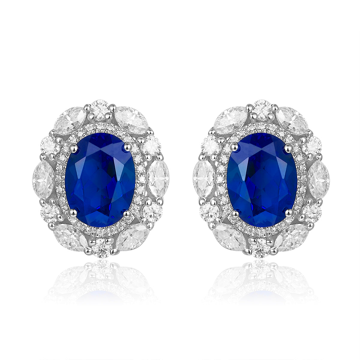 復古橢圓兩環寶石耳環 - D-Only