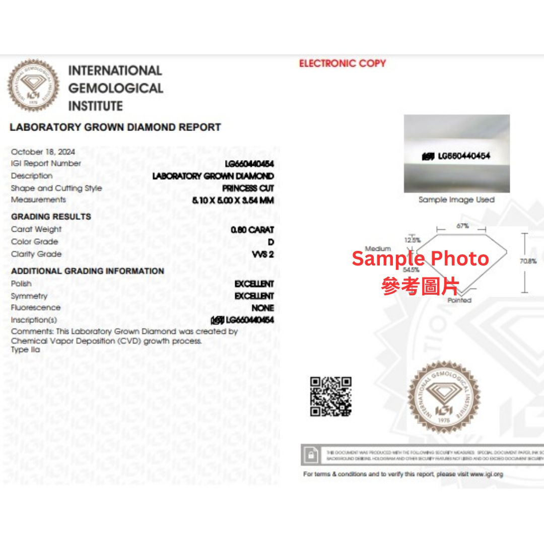 公主方形光環培育鑽石耳環 - D-Only