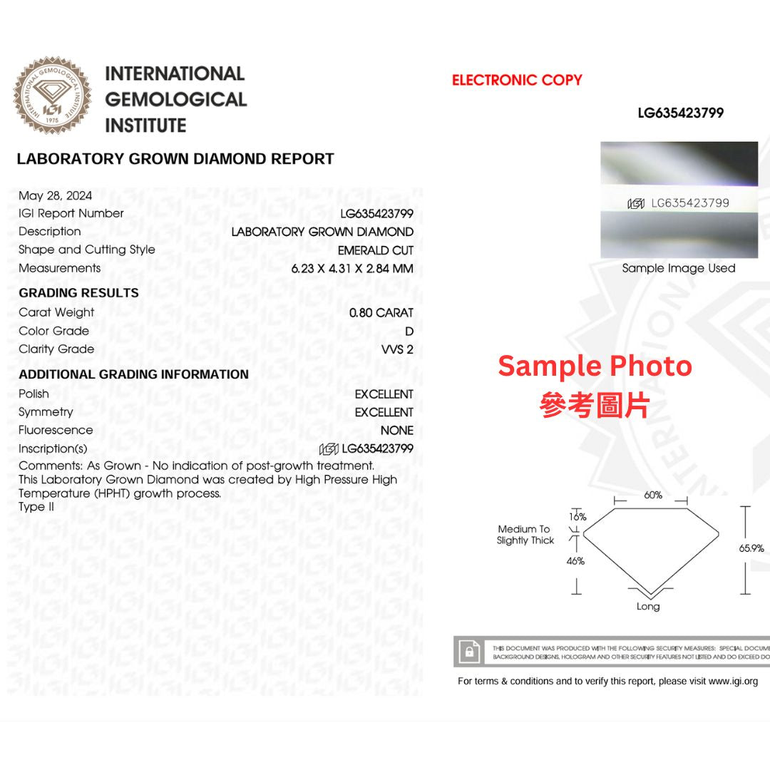 祖母綠形光環培育鑽石耳環 - D-Only
