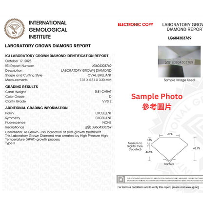 橢圓形光環培育鑽石鑽石耳環 - D-Only