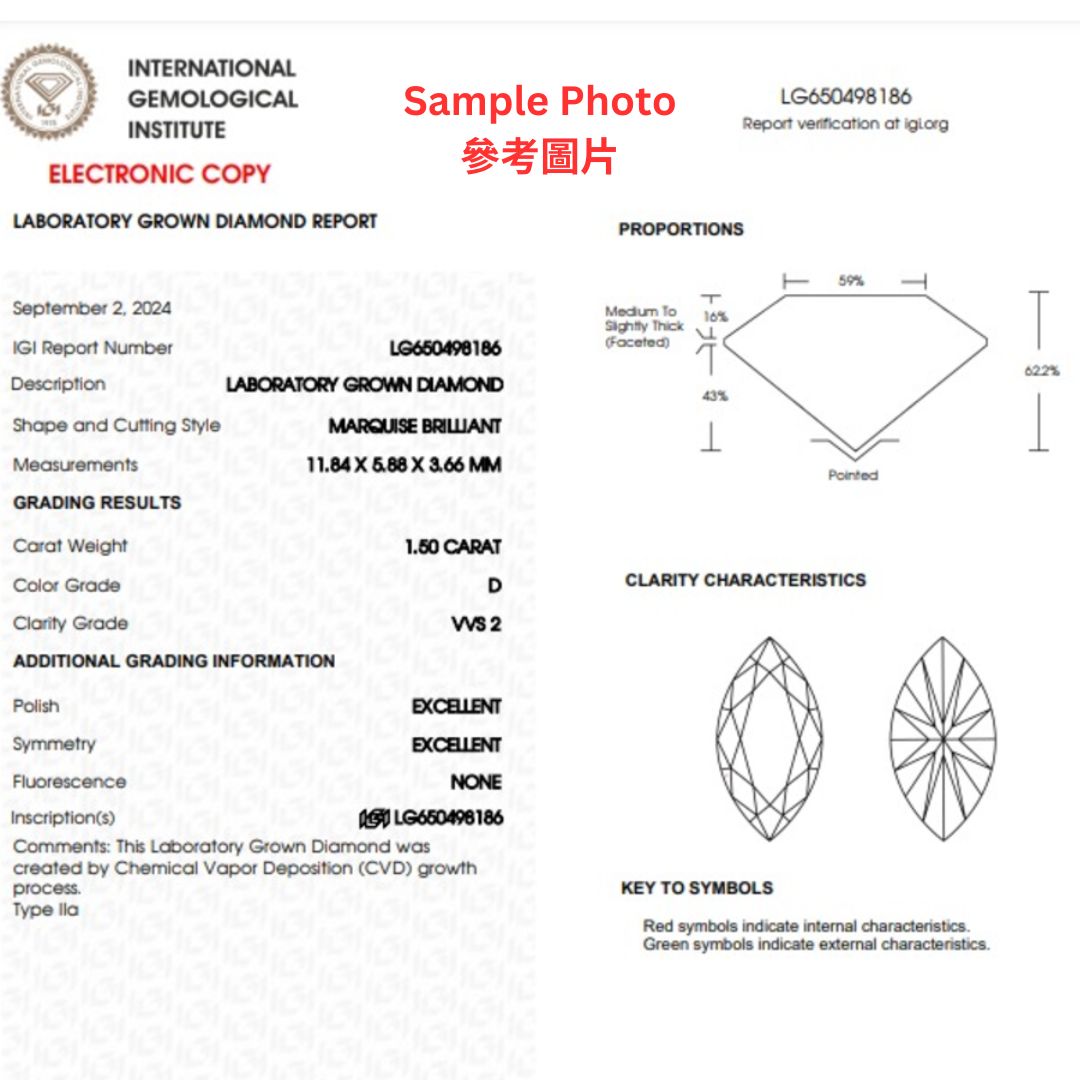 馬眼形許願骨培育鑽石頸鏈 - D-Only