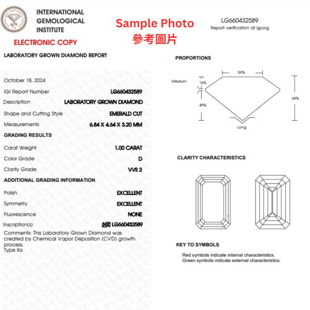 祖母綠形許願骨培育鑽石頸鏈 - D-Only