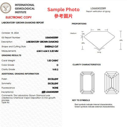 祖母綠形許願骨培育鑽石頸鏈 - D-Only