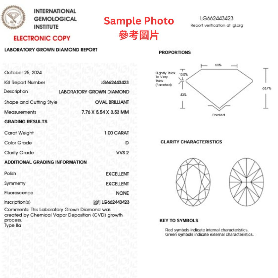 橢圓形許願骨培育鑽石頸鏈 - D-Only