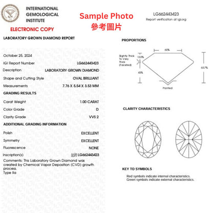 橢圓形許願骨培育鑽石頸鏈 - D-Only