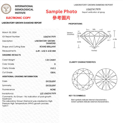 經典劍脊六爪培育鑽石戒指 - D-Only