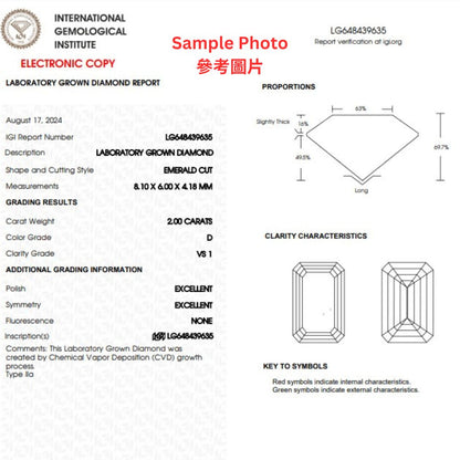 祖母綠形許願骨培育鑽石頸鏈 - D-Only