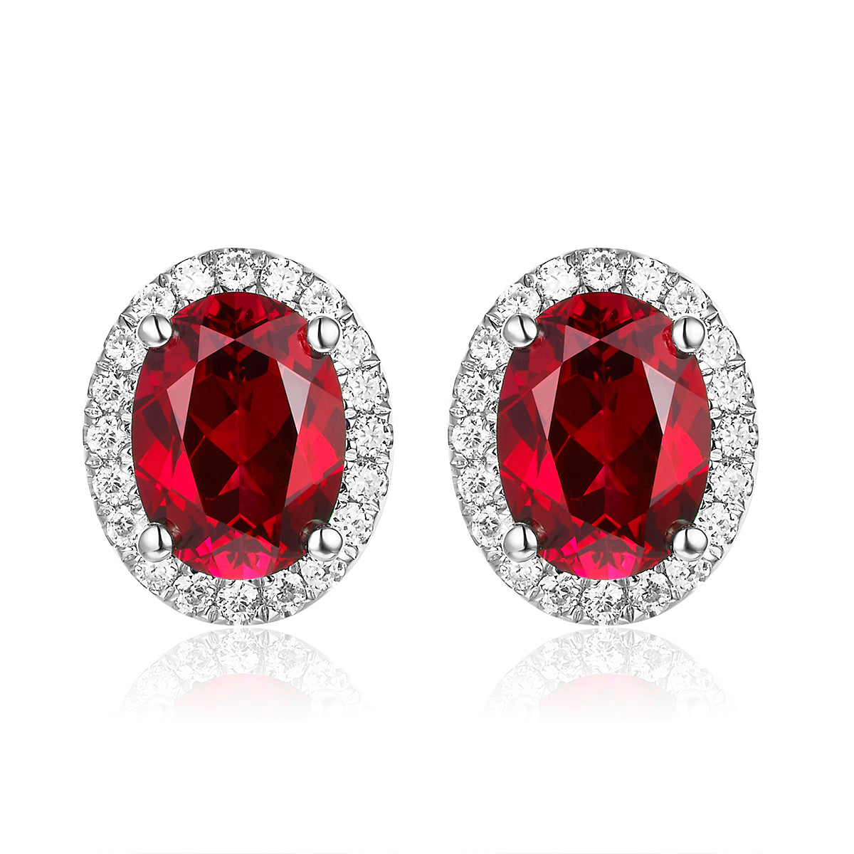 橢圓形光環寶石耳環 - D-Only