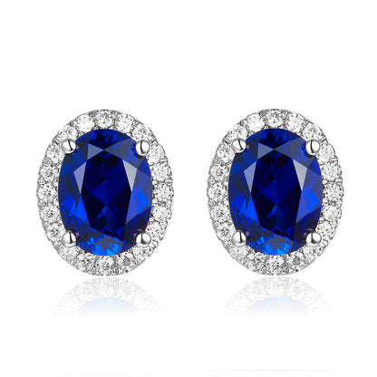 橢圓形光環寶石耳環 - D-Only