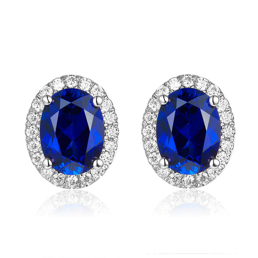 橢圓形光環寶石耳環 - D-Only