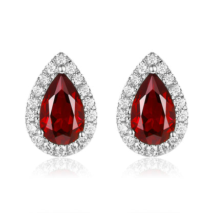 水滴形光環寶石耳環 - D-Only