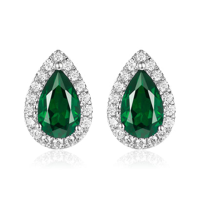 水滴形光環寶石耳環 - D-Only