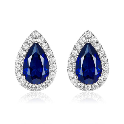 水滴形光環寶石耳環 - D-Only