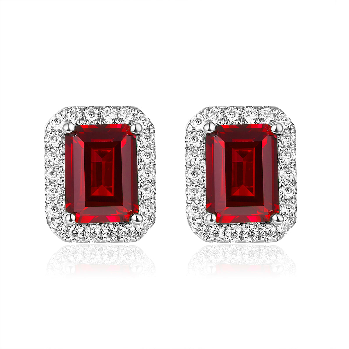 祖母綠形光環寶石耳環 - D-Only