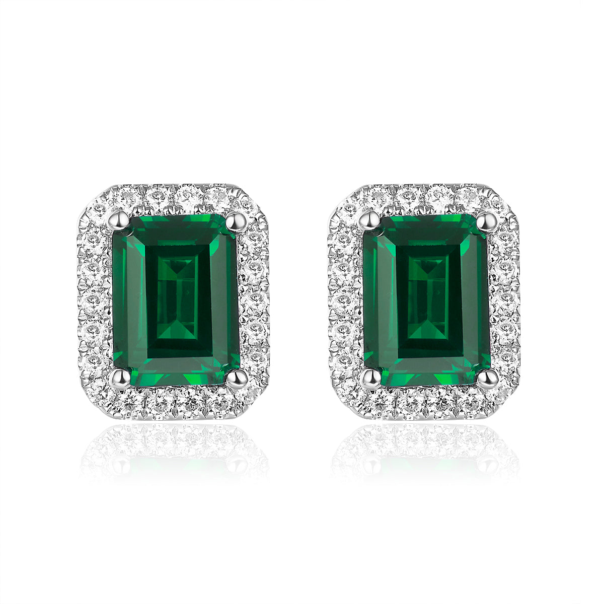 祖母綠形光環寶石耳環 - D-Only