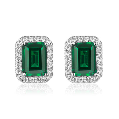 祖母綠形光環寶石耳環 - D-Only