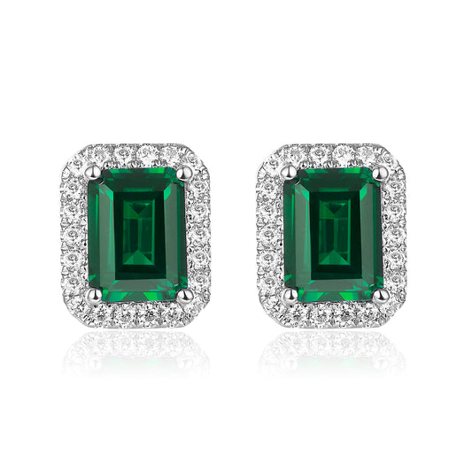 祖母綠形光環寶石耳環 - D-Only