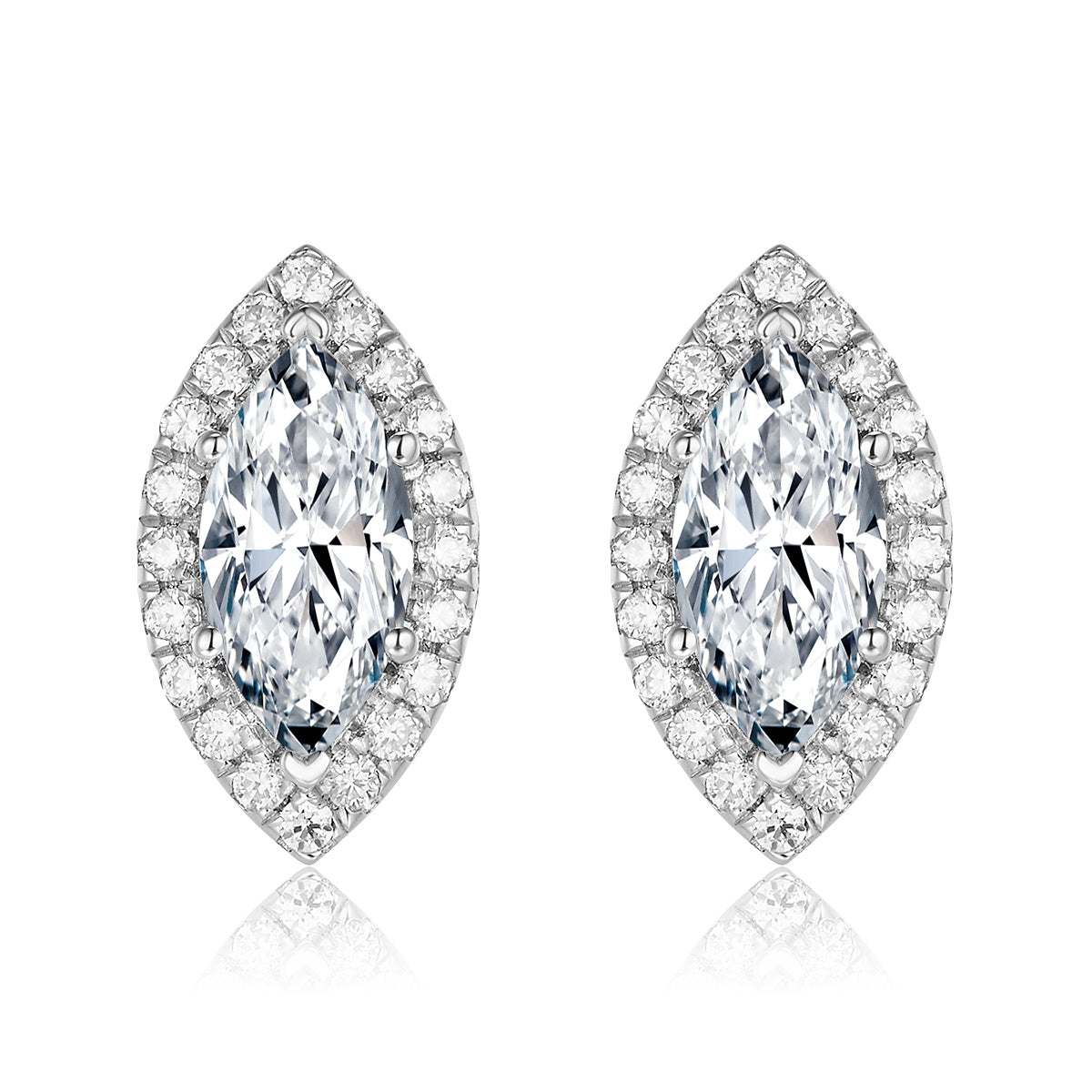 馬眼形光環培育鑽石耳環 - D-Only