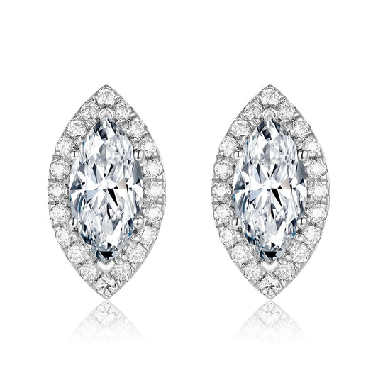 馬眼形光環培育鑽石耳環 - D-Only