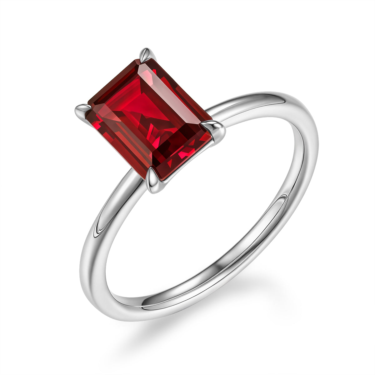 祖母綠形單顆培育寶石戒指 - D-Only