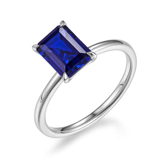 祖母綠形單顆培育寶石戒指 - D-Only