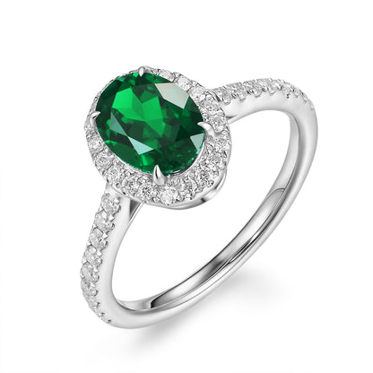 橢圓形光環鑲寶石戒指 - D-Only