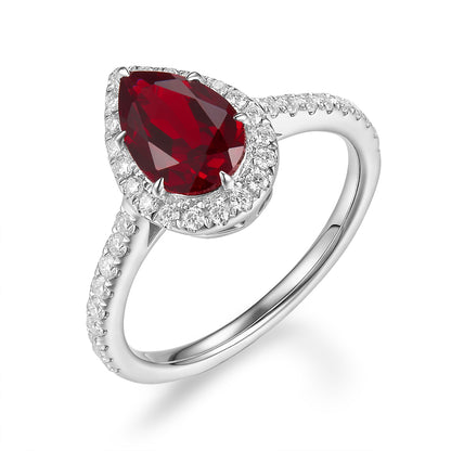 水滴形光環鑲寶石戒指 - D-Only