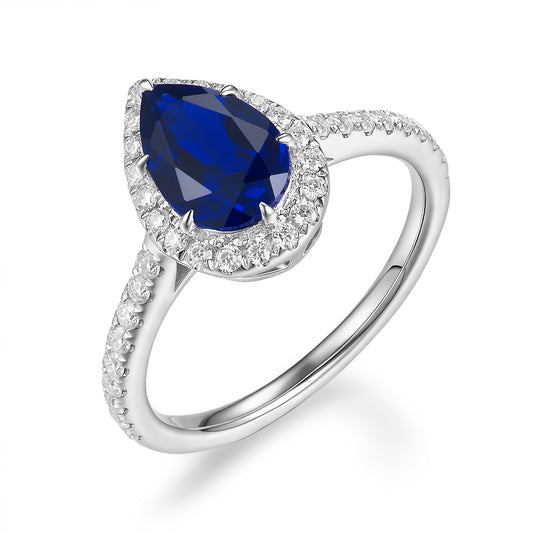 水滴形光環鑲寶石戒指 - D-Only