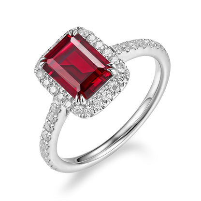 祖母綠形光環鑲寶石戒指 - D-Only