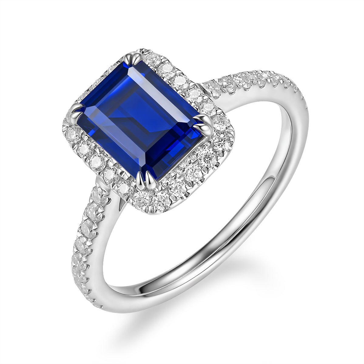 祖母綠形光環鑲寶石戒指 - D-Only