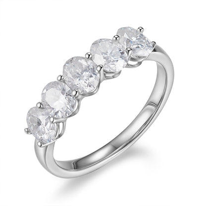 橢圓型五鑽永恆戒指 - D-Only