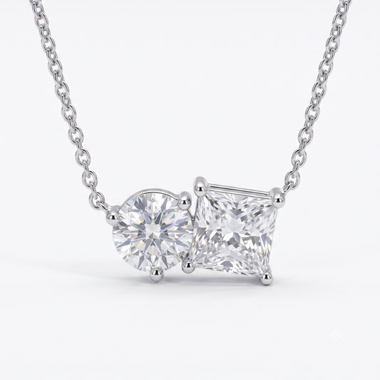 Princess-Cut Toi Et Moi Necklace