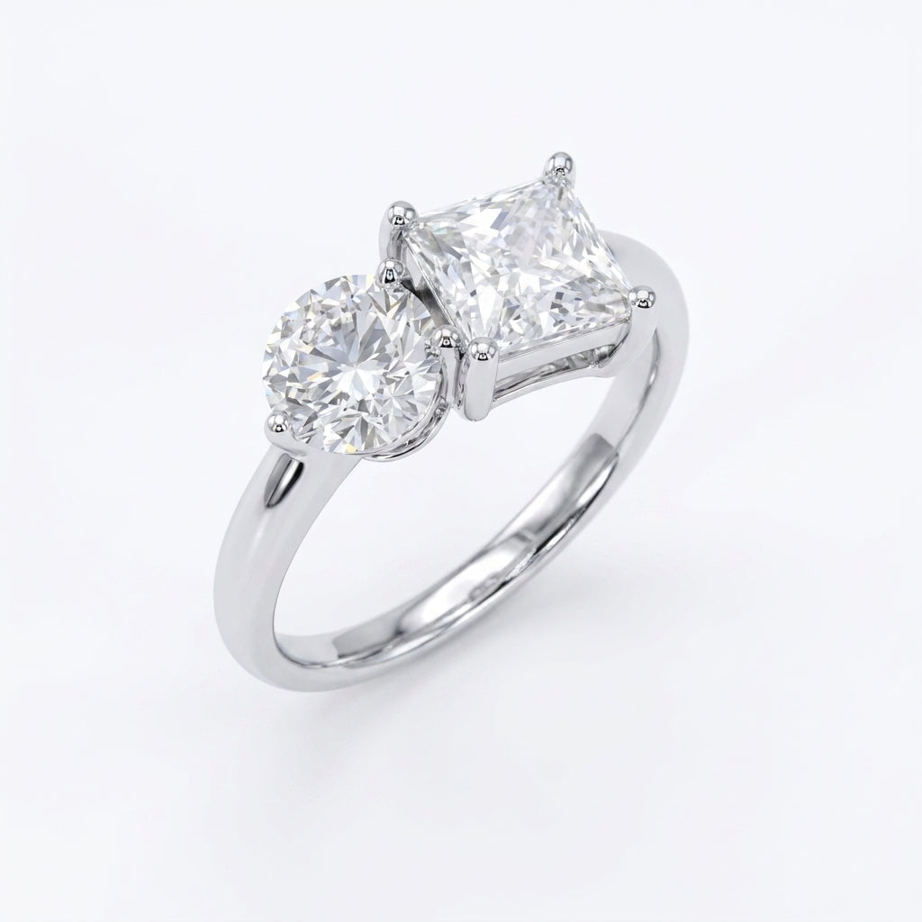 Princess-Cut Toi Et Moi Ring