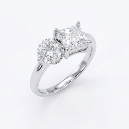 Princess-Cut Toi Et Moi Ring