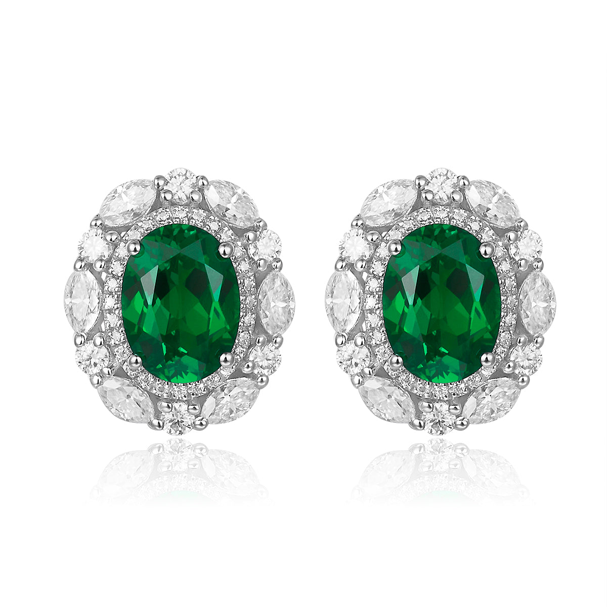 復古橢圓兩環寶石耳環 - D-Only