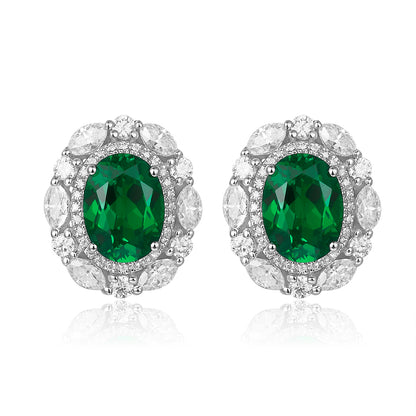 復古橢圓兩環寶石耳環 - D-Only