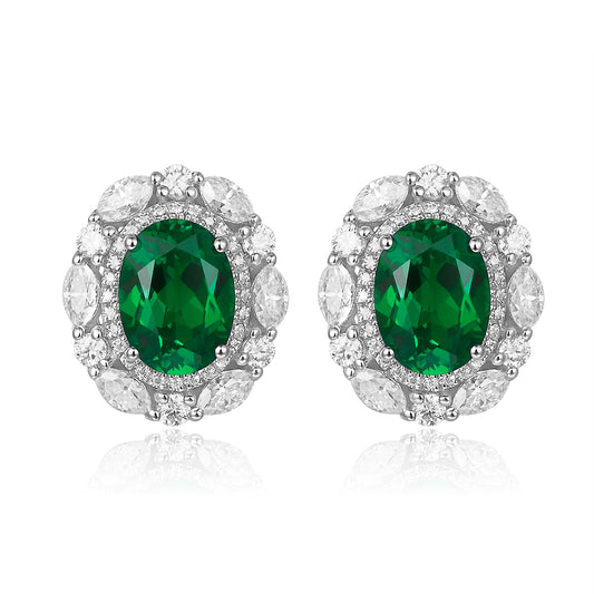 復古橢圓兩環寶石耳環 - D-Only