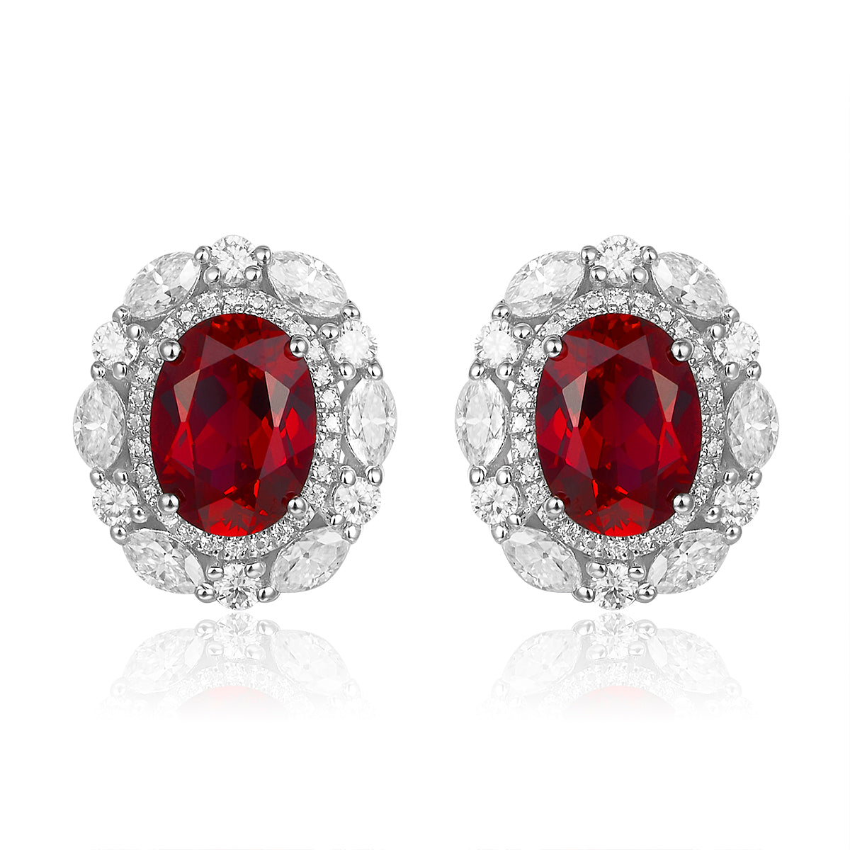 復古橢圓兩環寶石耳環 - D-Only