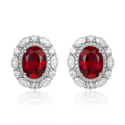 復古橢圓兩環寶石耳環 - D-Only