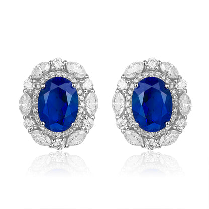 復古橢圓兩環寶石耳環 - D-Only