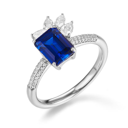 祖母綠形培育寶石四瓣戒指 - D-Only