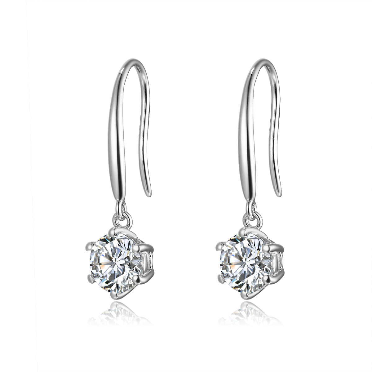經典六爪培育鑽石耳勾 - D-Only