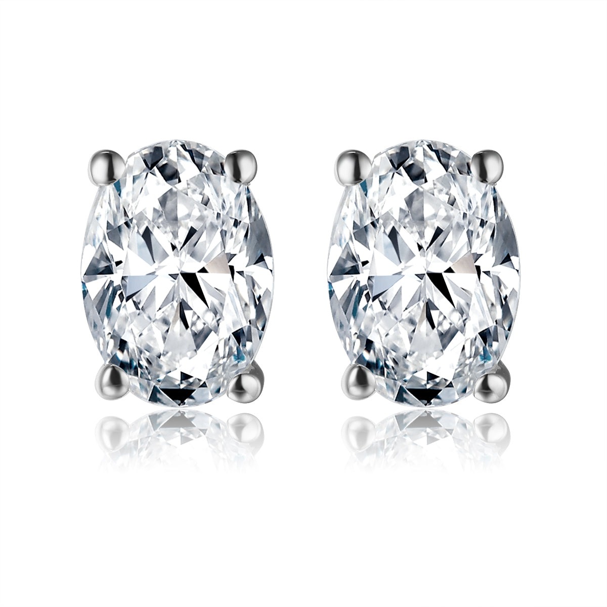橢圓形培育鑽石耳環 - D-Only