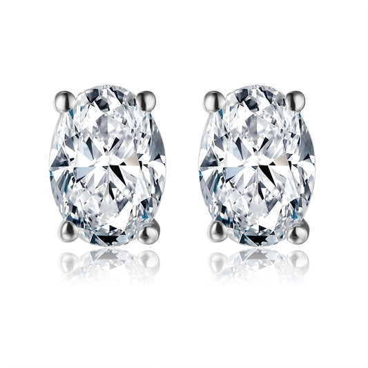 橢圓形培育鑽石耳環 - D-Only