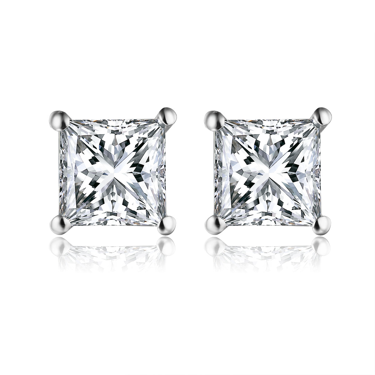 公主方形培育鑽石耳環 - D-Only