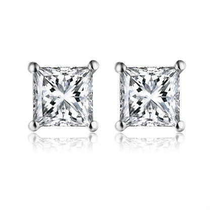 公主方形培育鑽石耳環 - D-Only