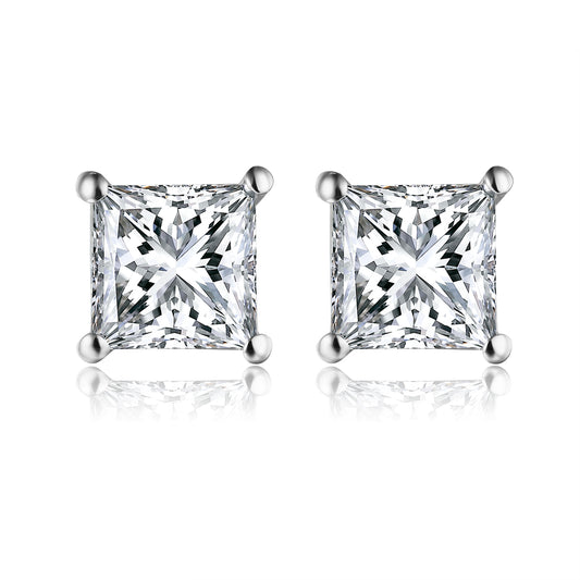 公主方形培育鑽石耳環 - D-Only